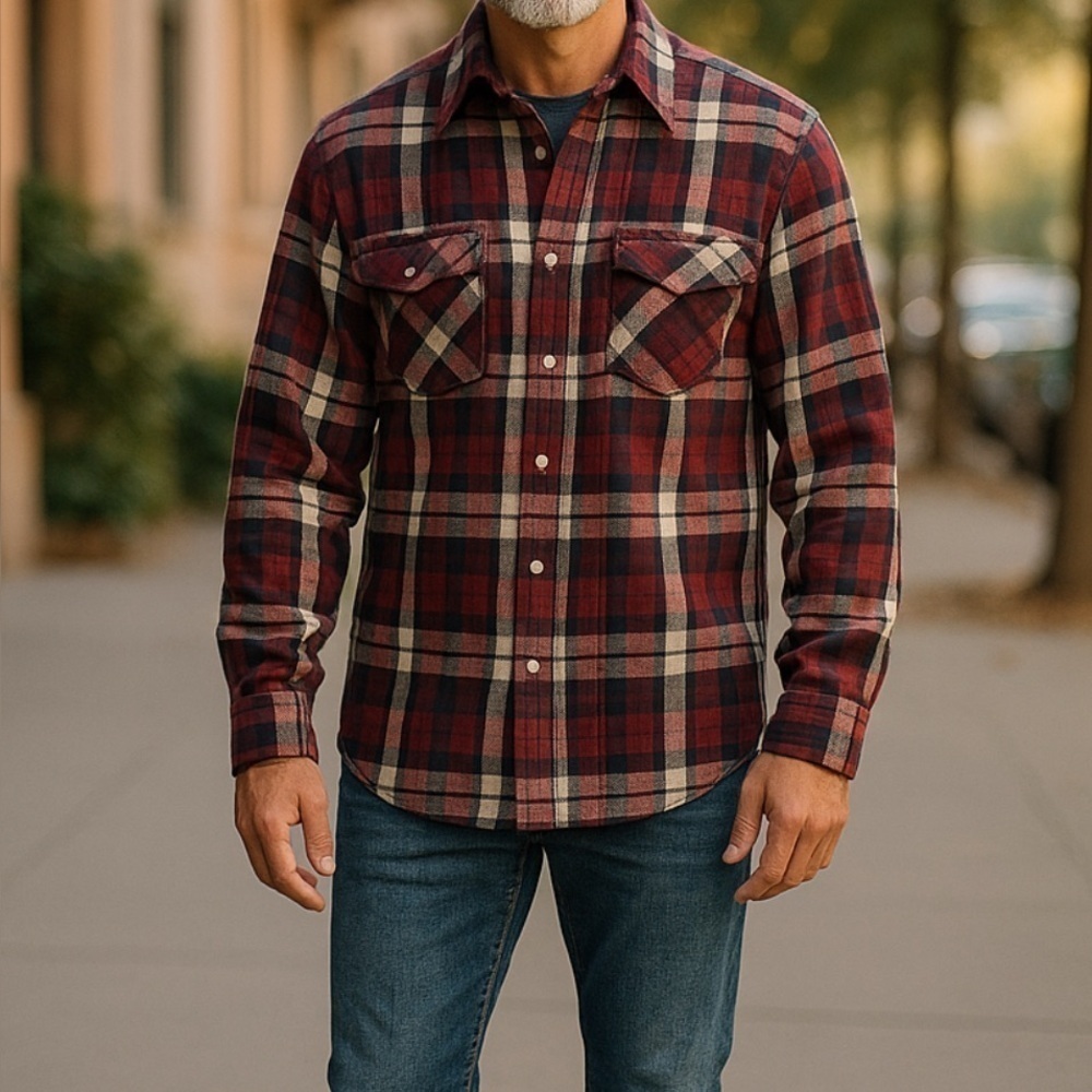 Wrangler Mens XLarge Tall Plaid Button up Shirt, snap closure